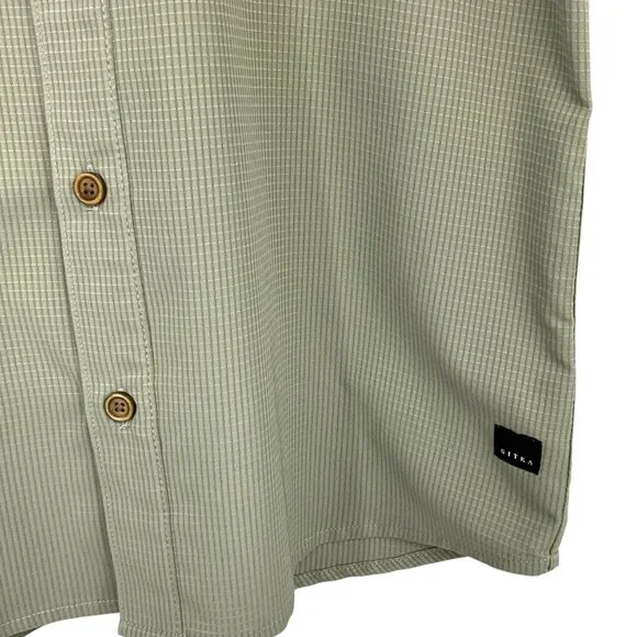 Sitka Gear Mojave Shirt Short Sleeve Mens Green Grid Button Down Size Medium M - Picture 4 of 9